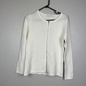 Skovhuus Sweater Cardigan Knit Textured Ivory NWT